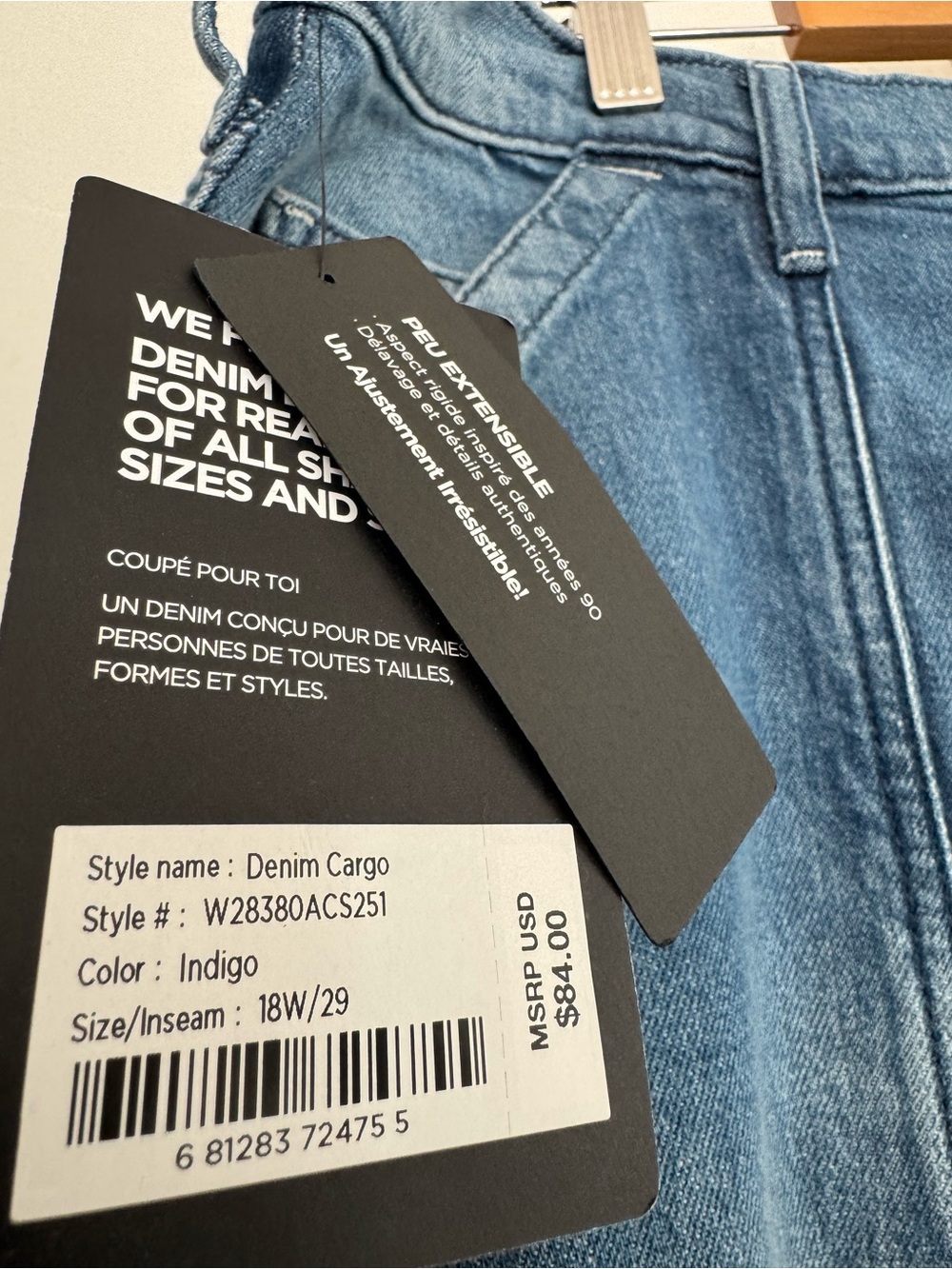 NWT Silver Jeans Co Denim Cargo Jeans Relaxed Fit Cropped Utility Indigo Blue - Picture 7 of 8